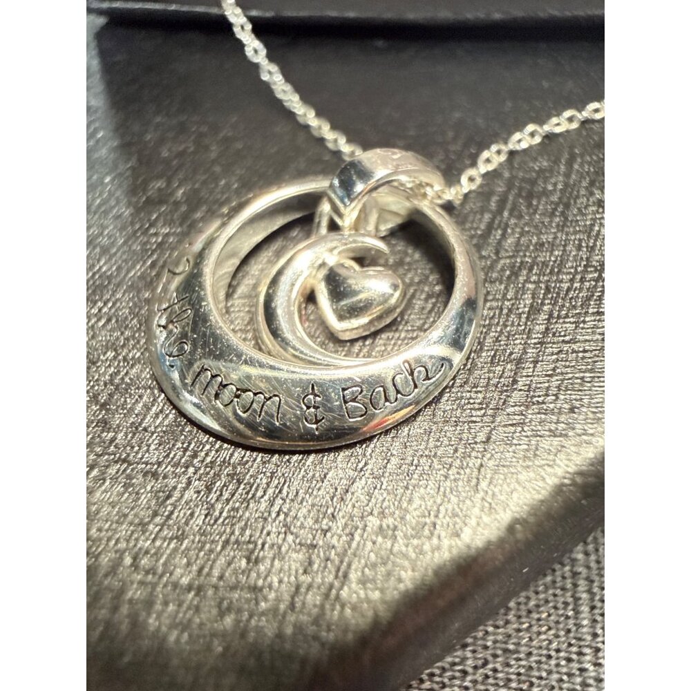 Sterling Silver Necklace & Earrings Set Engraved "I Love You To The Moon & Back - Picture 3 of 12